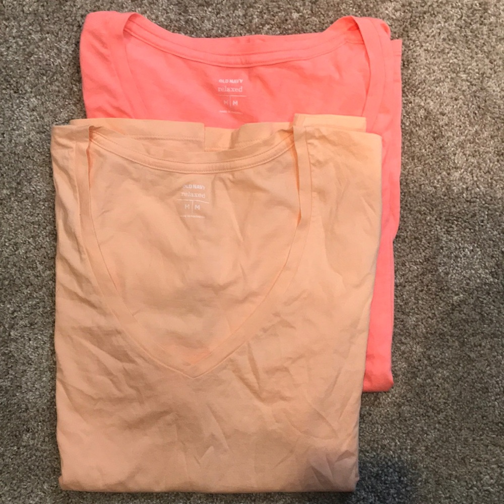 Pair of bright v neck shirts